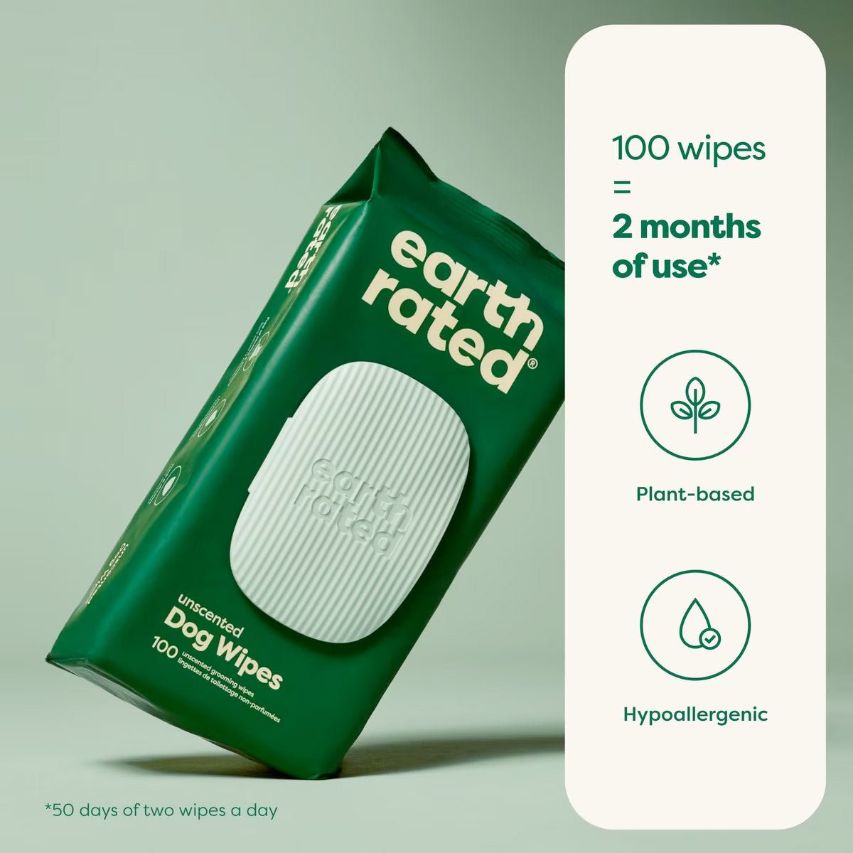 Earth Rated Dog Wipes 100 Count - Lavender - Shopivet.com