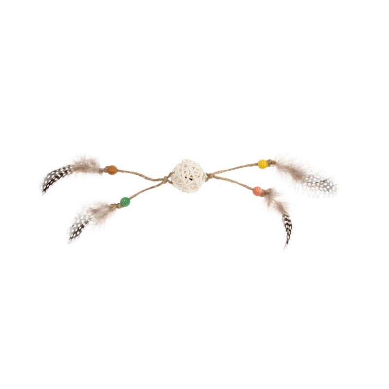 Eco Line Catch Scratch with Rattle Wood / Feather / Rattan - Shopivet.com