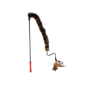 Feather Teaser with Natural Plush Tail and TPR Handle - Shopivet.com