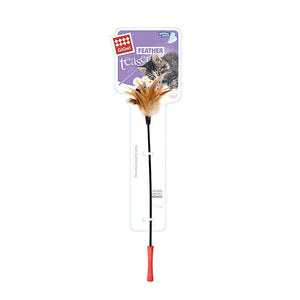 Feather Teaser with Natural Plush Tail and TPR Handle (Purple) - Shopivet.com