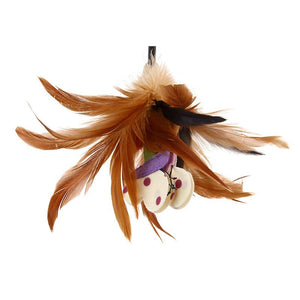 Feather Teaser with Natural Plush Tail and TPR Handle (Purple) - Shopivet.com