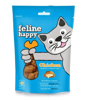 Feline Happy Chicken Crunchy & Creamy Cat Treats 60g - 60G - Shopivet.com
