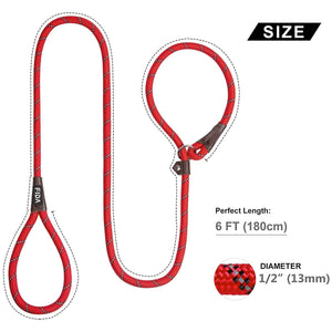 Fida Durable Slip Lead Dog Leash / Training Leash(6ft length, 1/2″ thick Rope) - red - Shopivet.com