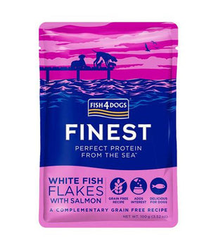 Fish4Dogs Finest White Fish Flakes with Salmon Adult Wet Dog Food 100g - 100g - Shopivet.com