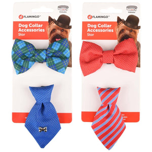 Flamingo Badger & Bow Tie Dog Collar Accessories - Shopivet.com