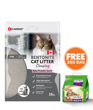 Flamingo Bentonite Baby Powder Scent Clumping Cat Litter - 15KG - Shopivet.com