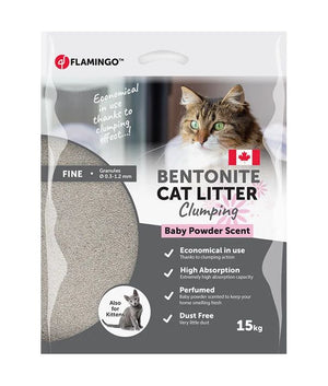 Flamingo Bentonite Baby Powder Scent Clumping Cat Litter - 7KG