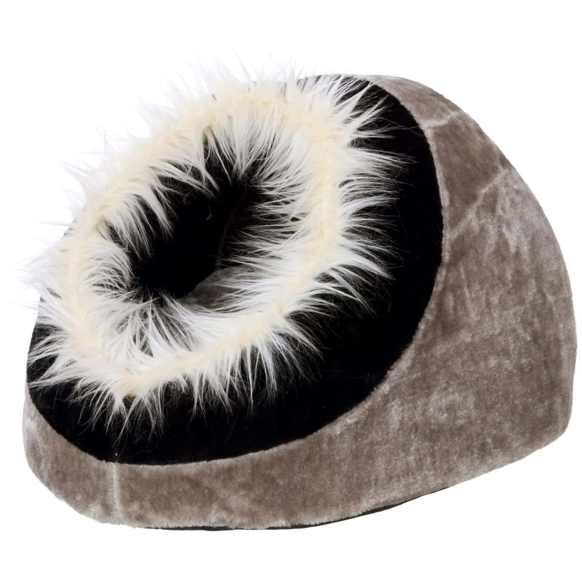 Flamingo Cuddle Cave Cat Bed - BLACK/GREY - Shopivet.com