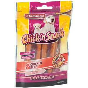 Flamingo Hapki Chicken & Beef Strips Dog Treats 85g - OS - Shopivet.com