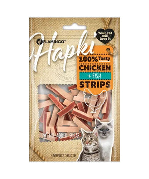 Flamingo Hapki Chicken & Fish Strips Cat Treats 85g - 85G - Shopivet.com