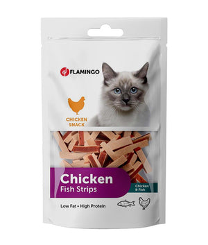 Flamingo Hapki Chicken & Fish Strips Cat Treats 85g - 85G - Shopivet.com