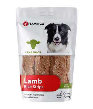 Flamingo Hapki Snacks Lamb & Rice Strips Dog Treats 85g - 85G - Shopivet.com