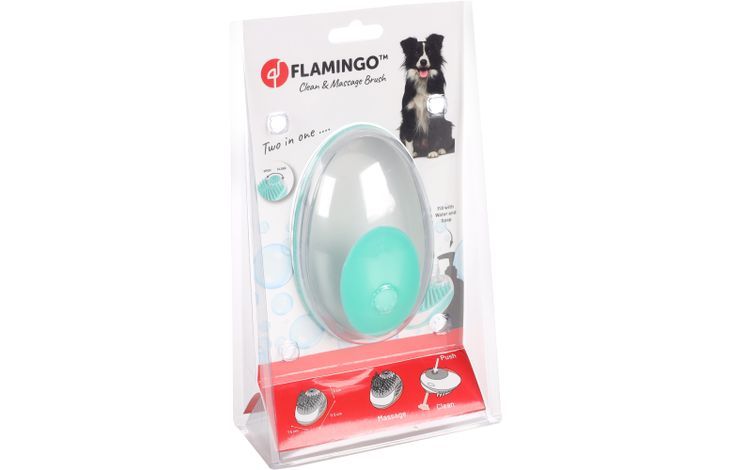 Flamingo Margo 2 - in - 1 Clean & Massage Dog Brush - Shopivet.com