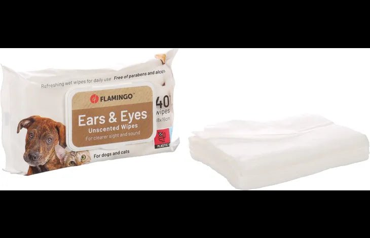 Flamingo Reini Ears & Eyes Unscented Cat & Dog Pet Wipes 40pcs - Shopivet.com
