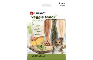 Flamingo Veggie Snack Toothbrush Mix Adult Dog Treats - 12.5cm (4pcs) - Shopivet.com