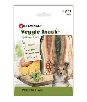 Flamingo Veggie Snack Toothbrush Mix Adult Dog Treats - 14.5cm (2pcs) - Shopivet.com