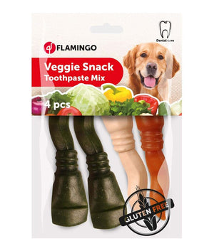 Flamingo Veggie Snack Toothpaste Mix Dog Treats 4pcs - 7.5CM - Shopivet.com