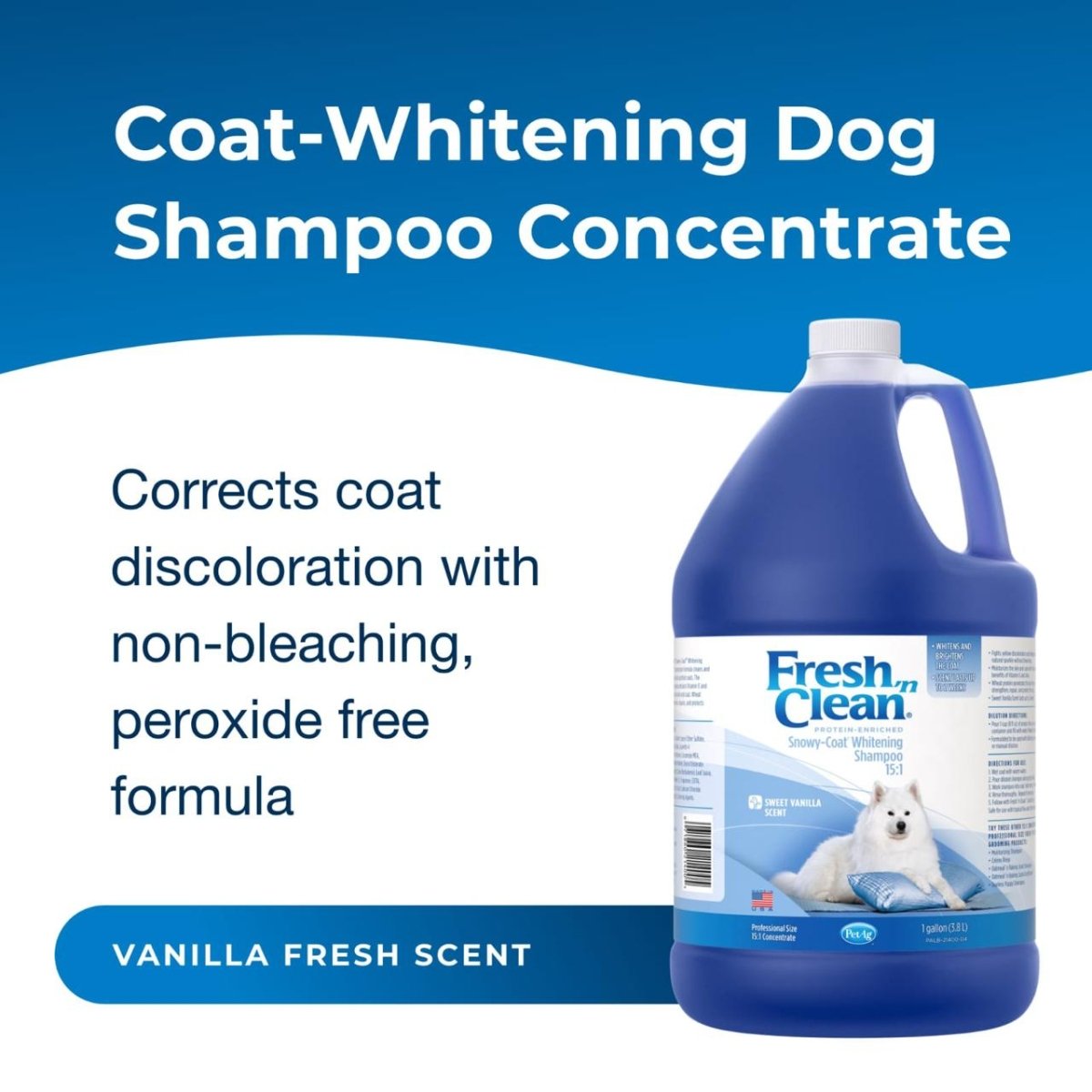Fresh ’n Clean® Snowy - Coat® Whitening Shampoo Vanilla Scent 533ml - Shopivet.com