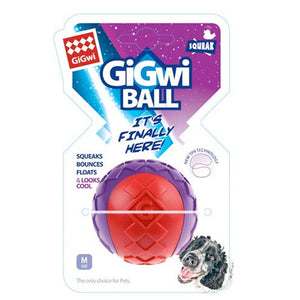 GiGwi Ball Red/Purple Squeaker Solid (Medium) - Shopivet.com