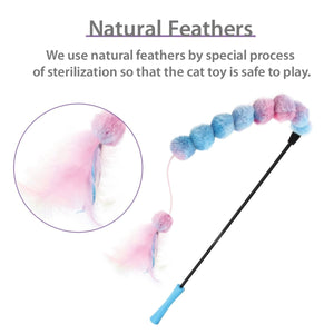 GiGwi Catwand Feather Teaser with natural feather, plush tail and TPR handle - Shopivet.com