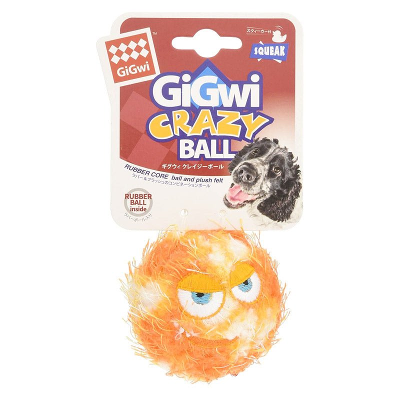 Gigwi Crazy Plush and Rubber Ball Dog Toy with Squeaker – Medium - Shopivet.com