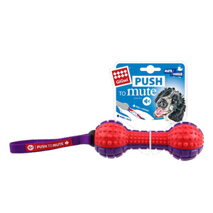 GiGwi Dumbell ‘Push To Mute’ – Red/Purple - Shopivet.com