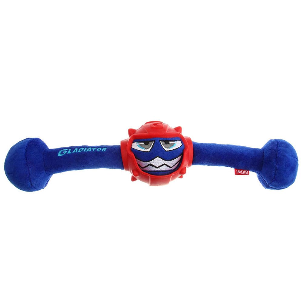 GiGwi Gladiator Squeaker Inside Plush/TPR Dog Toy (Medium) – Blue - Shopivet.com