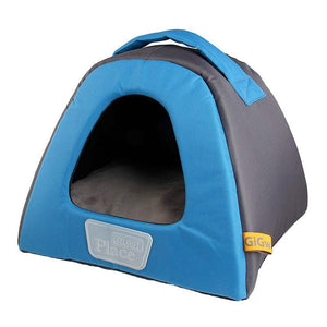 Gigwi Place Pet House Canvas, Plush, TPR Blue & Gray - large - Shopivet.com