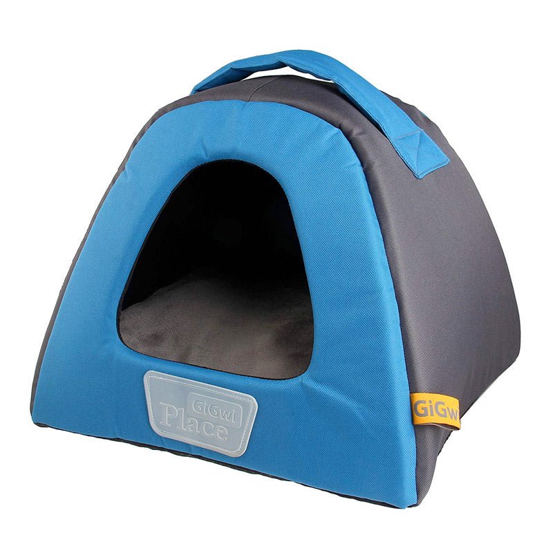 Gigwi Place Pet House Canvas, Plush, TPR Blue & Gray - small - Shopivet.com