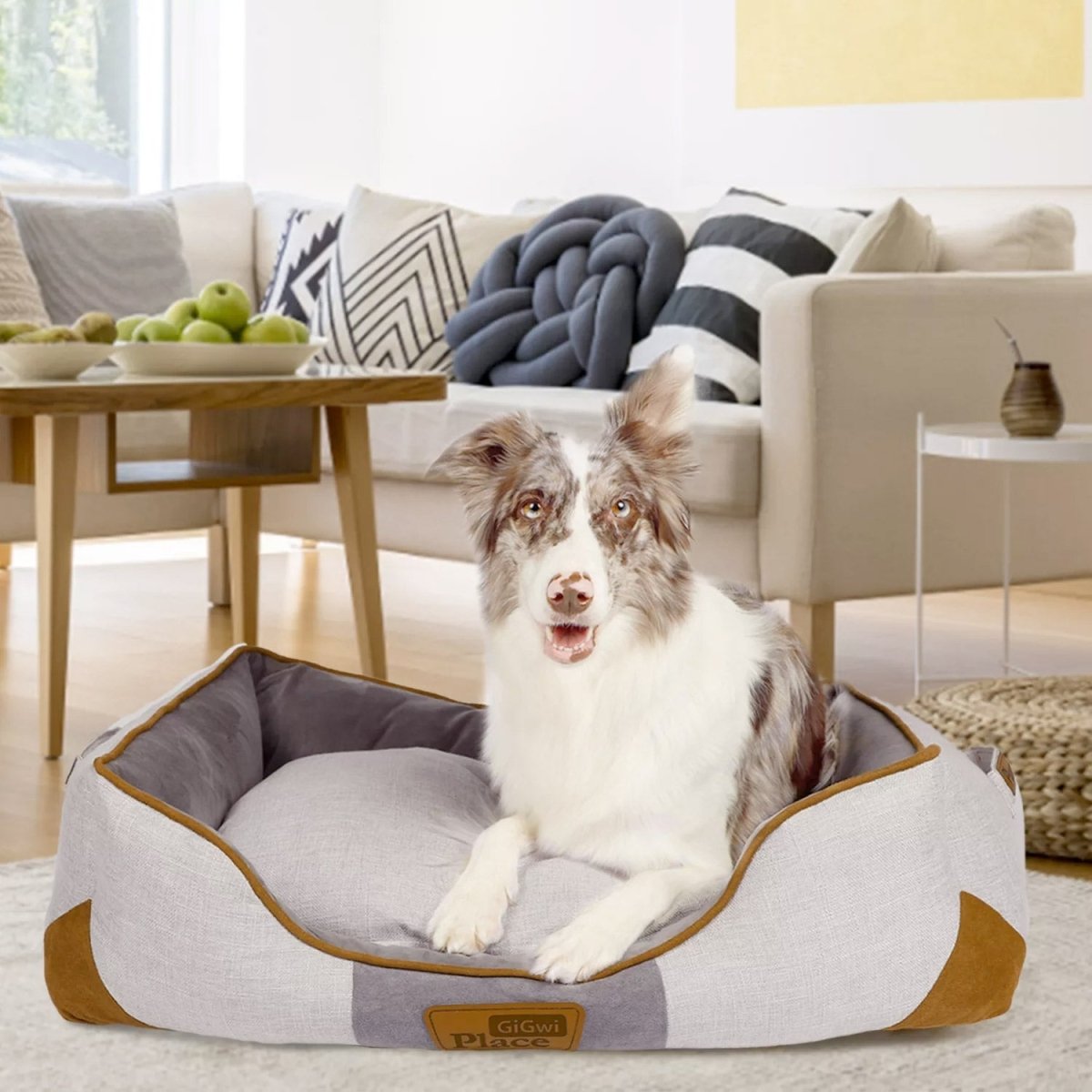 GiGwi Place Removable Cushion Luxury Dog Bed - mustard - Shopivet.com