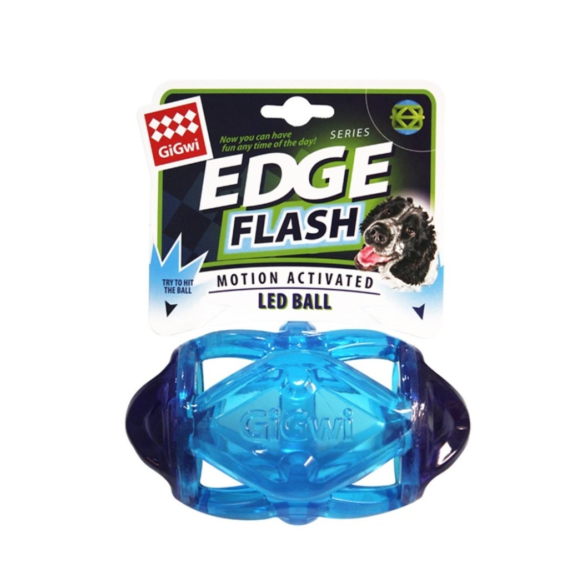 GiGwi TPR Rugby with Two LED – Blue - Shopivet.com