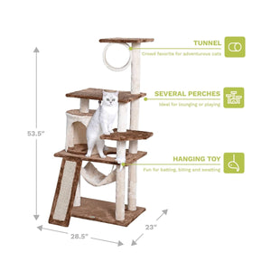 Go Pet Club 53″ Kitten Cat Tree Condo with Scratching Board - Shopivet.com