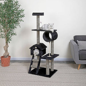 Go Pet Club 60″ Black Cat Tree Condo with Sisal Covered Posts - Shopivet.com
