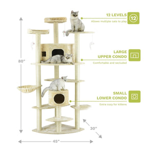 Go Pet Club 80″ Classic Cat Tree House Furniture with Sisal Scratching Post - Shopivet.com