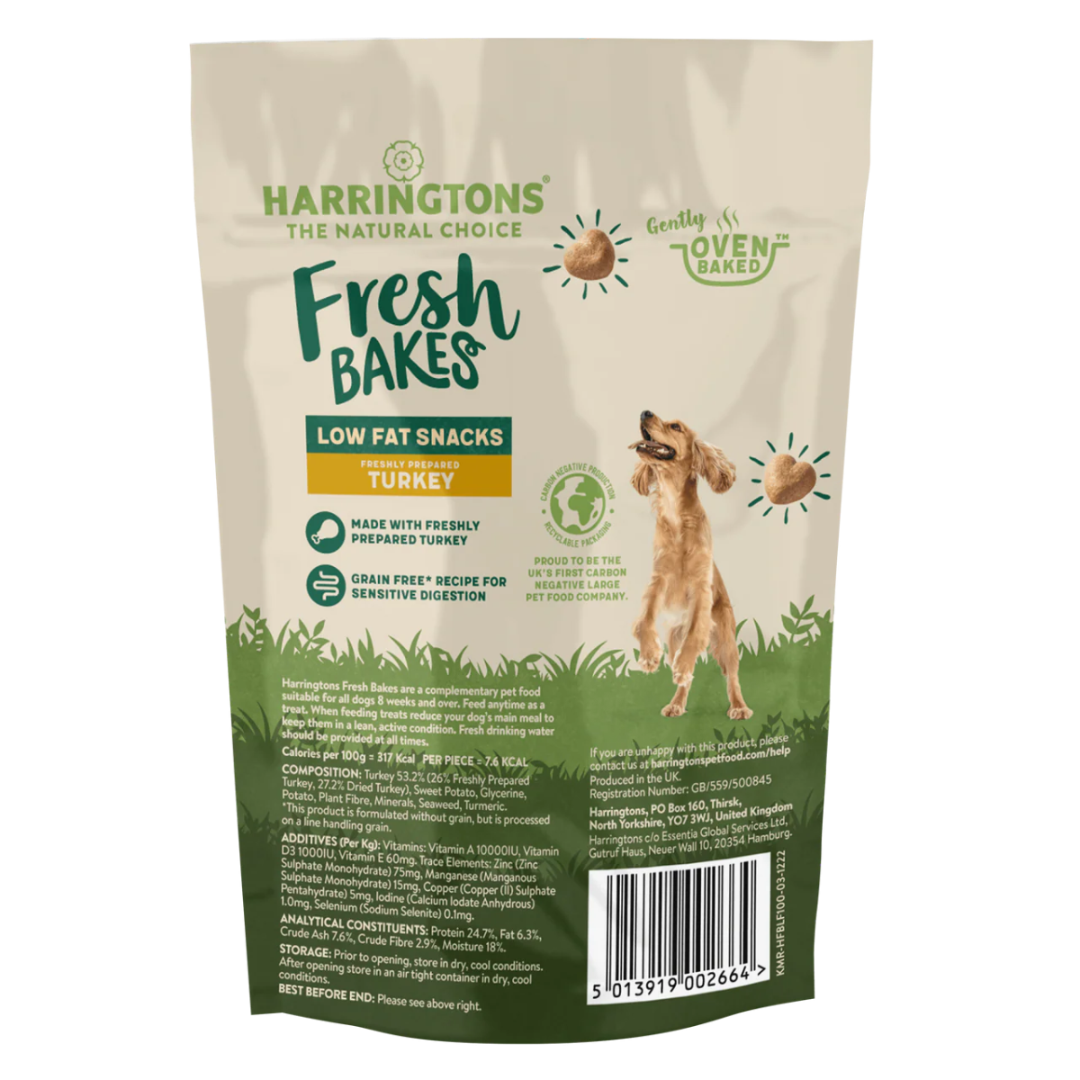 Harringtons Fresh Bake Low Fat Turkey Dog Treats 100g - 100g