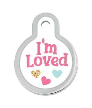 ID Tag Circle Small Raised Edge I'm Loved - Shopivet.com