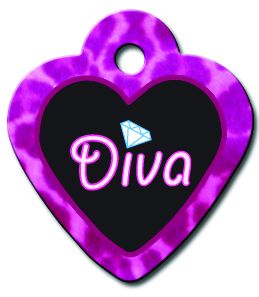 ID Tag Heart Small Diva Black & Pink - Shopivet.com