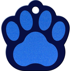 ID Tag Paw Brass Two - Tone Painted - Blue Large - Shopivet.com