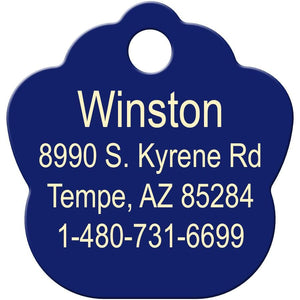ID Tag Paw Brass Two - Tone Painted - Blue Small - Shopivet.com