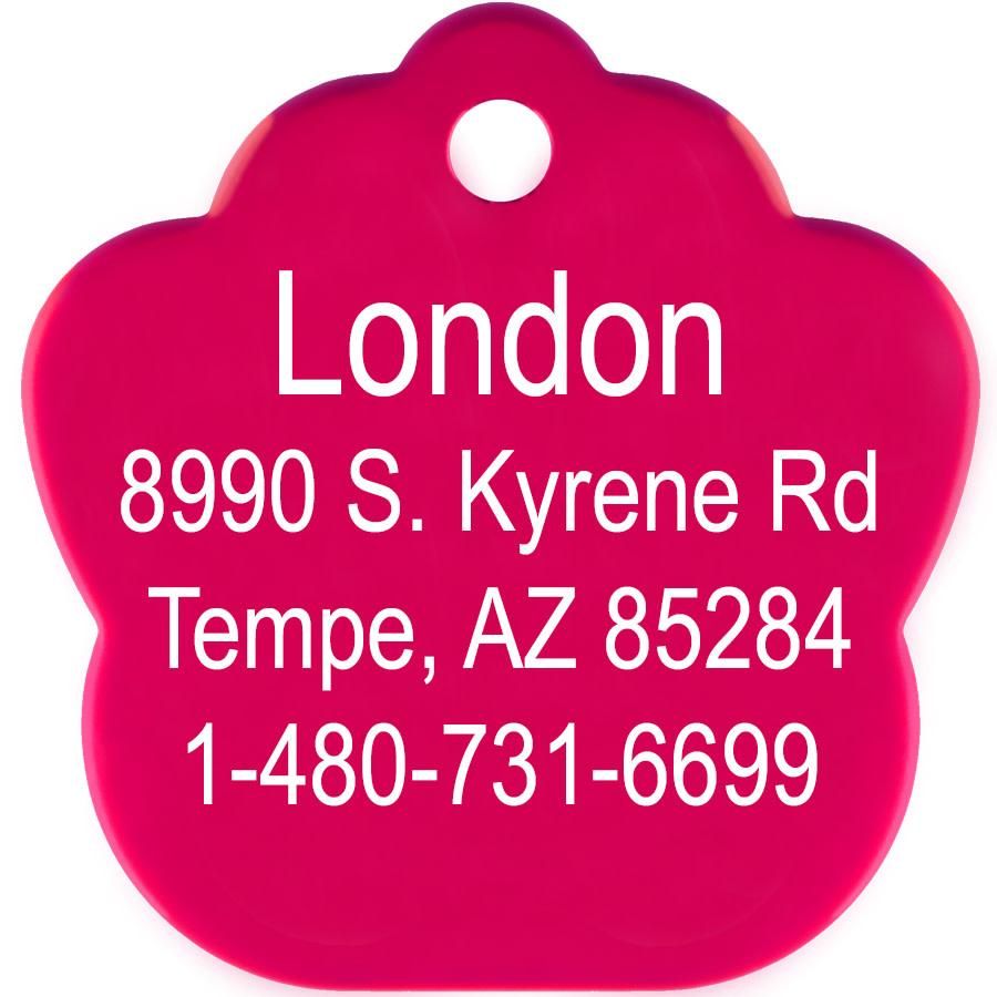 ID Tag Paw Two - Tone Aluminum - RASPBERRY Large - Shopivet.com