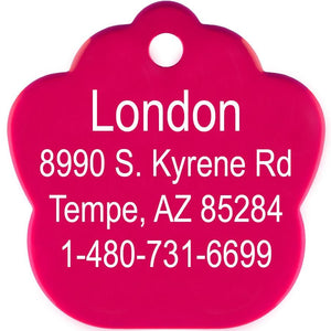 ID Tag Paw Two - Tone Aluminum - RASPBERRY Small - Shopivet.com