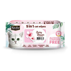 Kit Cat 5 - in - 1 Cat Wipes CHERRY BLOSSOM Scented - Shopivet.com