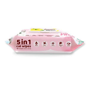 Kit Cat 5 - in - 1 Cat Wipes LEMON Scented - Shopivet.com