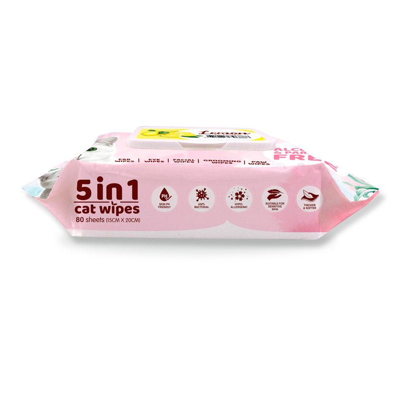 Kit Cat 5 - in - 1 Cat Wipes LEMON Scented - Shopivet.com