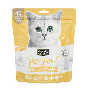Kit Cat Purr Puree Chicken & Fiber (Hairball) (40 Sachets Value Pack) - Shopivet.com