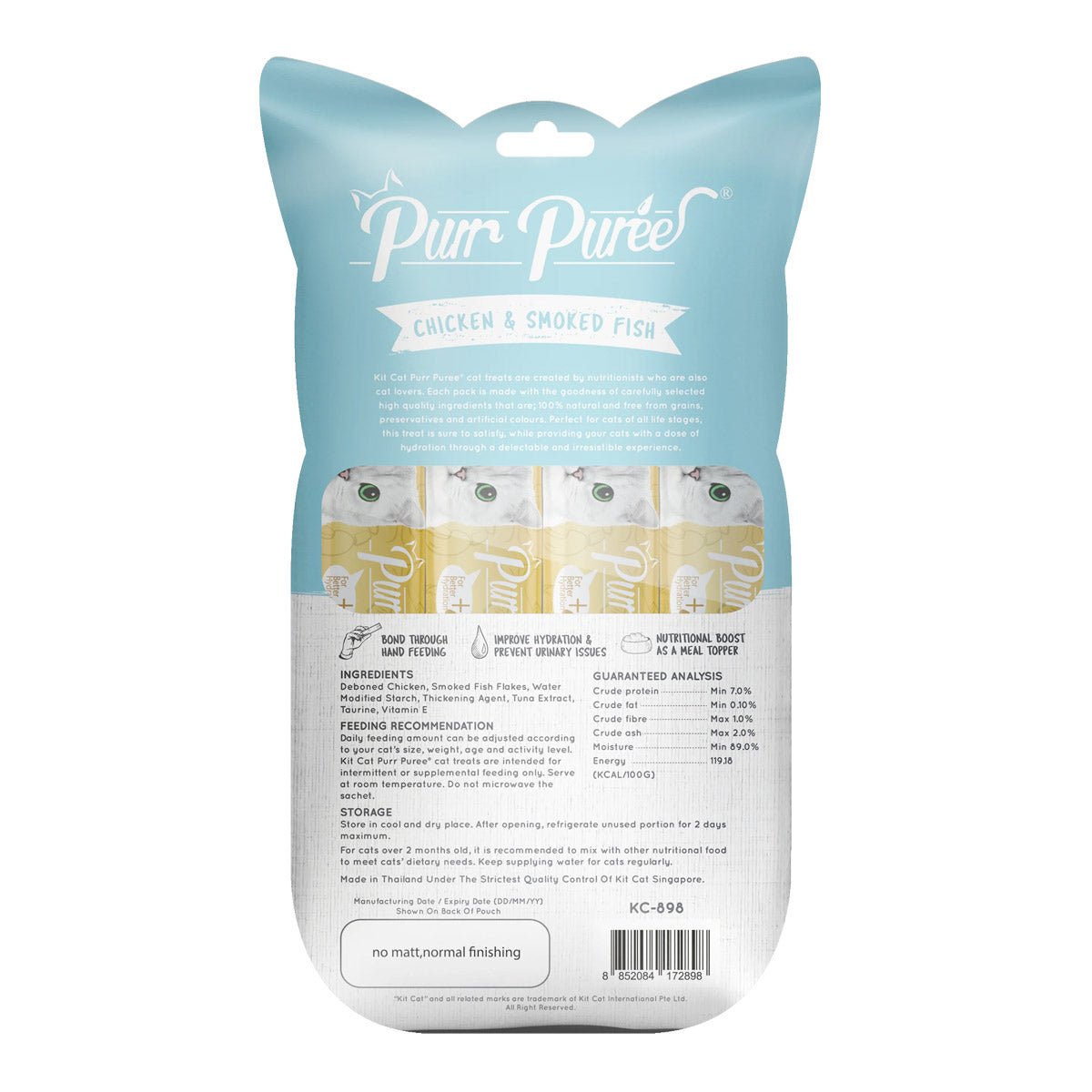 Kit Cat Purr Puree Chicken & Smoked Fish - Shopivet.com