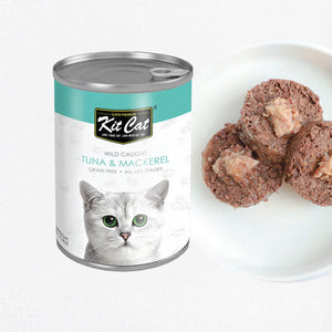 Kit Cat Wild Caught Tuna with Mackerel Canned Cat Food 400g - Shopivet.com