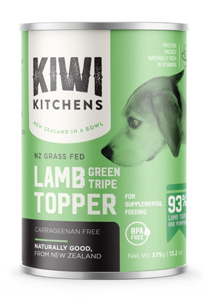 Kiwi Kitchens Grass Fed Lamb Green Tripe Topper for Supplemental Feeding Canned Wet Dog Food - 375g - Shopivet.com