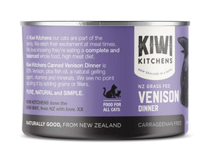 Kiwi Kitchens Grass Fed Venison Dinner Canned Wet Cat Food - 170g - Shopivet.com