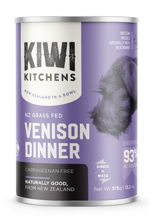Kiwi Kitchens Grass Fed Venison Dinner Canned Wet Dog Food - 375g - Shopivet.com